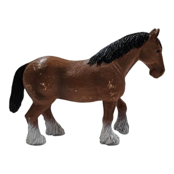 Mojo Clydesdale Horse Figure Farm Life Hand Painted Realistic Toy Brown Black - Picture 6 of 12